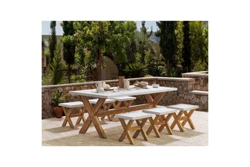 Matsalsset Beliani Olbia 6-Sits White||Light wood - Hagemøbler & utemiljø - Hagegruppe - Spisegrupper hage