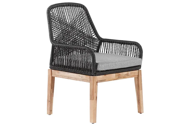 Matsalsset Beliani Oristano Grå/beige/ljus trä, 4-Sits Grey||Black||Light wood - Hagemøbler & utemiljø - Hagegruppe - Spisegrupper hage