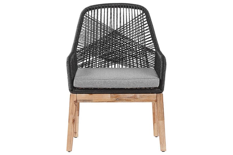 Matsalsset Beliani Oristano Grå/beige/ljus trä, 4-Sits Grey||Black||Light wood - Hagemøbler & utemiljø - Hagegruppe - Spisegrupper hage