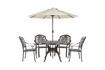 Matsalsset Beliani Salento med parasoll Dark brown - Hagemøbler & utemiljø - Hagegruppe - Spisegrupper hage
