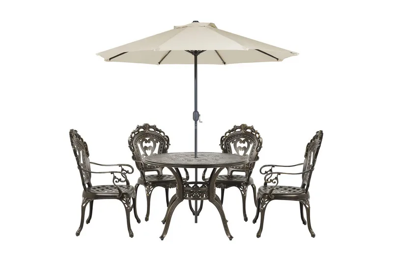 Matsalsset Beliani Sapri med parasoll Dark brown
