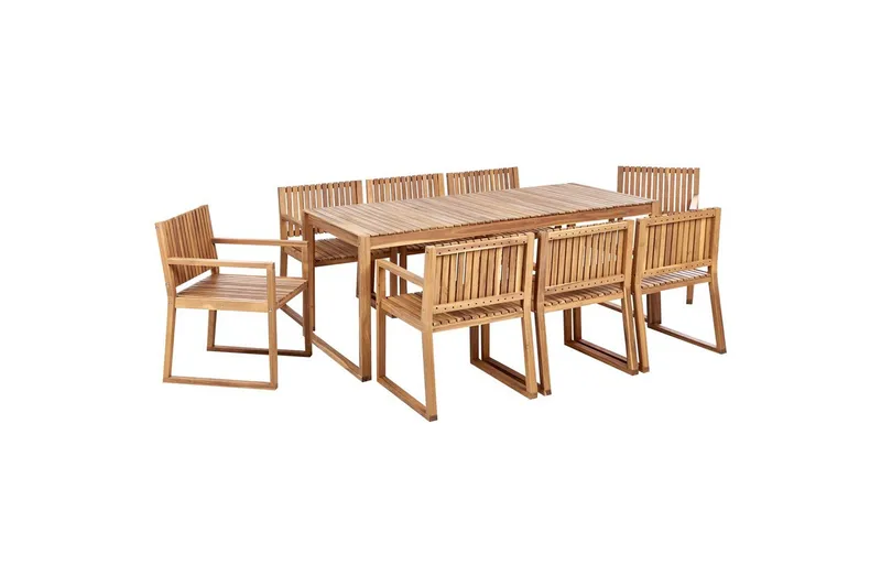 Matsalsset Beliani Sassari II 8-Sits Light wood - Hagemøbler & utemiljø - Hagegruppe - Spisegrupper hage