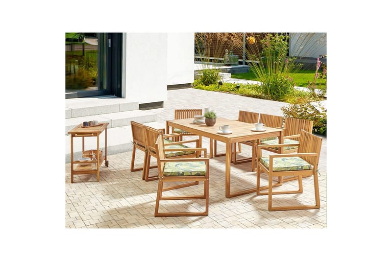 Matsalsset Beliani Sassari II 8-Sits Light wood||Light green - Hagemøbler & utemiljø - Hagegruppe - Spisegrupper hage