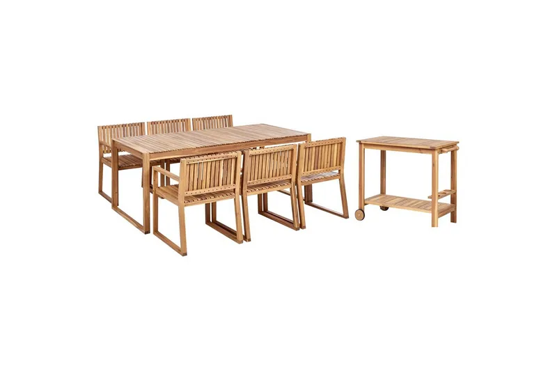 Matsalsset Beliani Sassari II med vagn 6-Sits Light wood