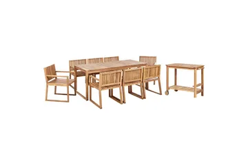 Matsalsset Beliani Sassari II med vagn 8-Sits Light wood - Hagemøbler & utemiljø - Hagegruppe - Spisegrupper hage