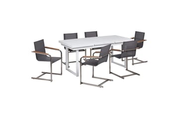 Matsalsset Beliani Valcanetto/Cosoleto Vit/Beige/Silver, 6-Sits White||Grey||Silver - Hagemøbler & utemiljø - Hagegruppe - Spisegrupper hage
