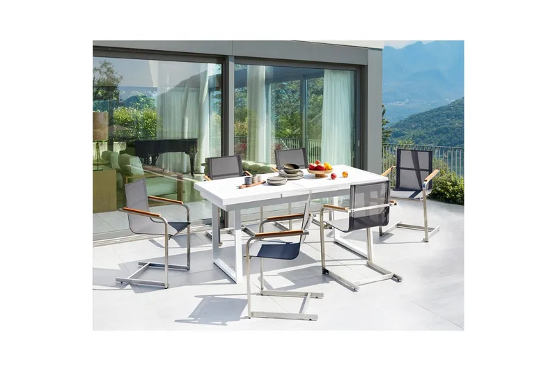 Matsalsset Beliani Valcanetto/Cosoleto Vit/Beige/Silver, 6-Sits White||Grey||Silver - Hagemøbler & utemiljø - Hagegruppe - Spisegrupper hage