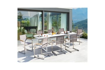 Matsalsset Beliani Valcanetto/Cosoleto Vit/Beige/Silver, 8-Sits White||Beige||Silver - Hagemøbler & utemiljø - Hagegruppe - Spisegrupper hage