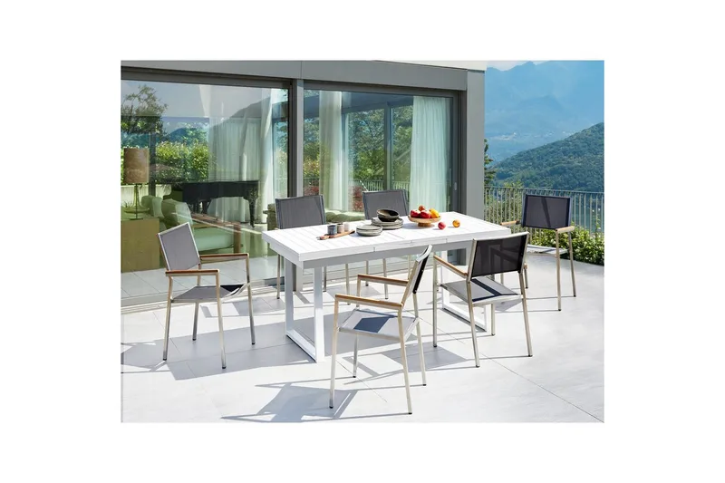 Matsalsset Beliani Valcanetto/Grosseto Vit/Grå/Silver, 6-Sits White||Grey||Silver - Hagemøbler & utemiljø - Hagegruppe - Spisegrupper hage