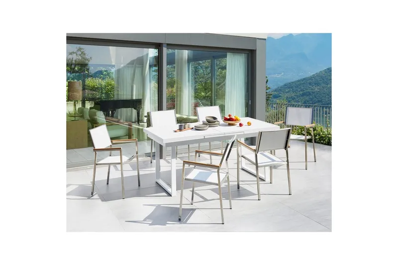 Matsalsset Beliani Valcanetto/Grosseto Vit/Grå/Silver, 6-Sits White||Silver - Hagemøbler & utemiljø - Hagegruppe - Spisegrupper hage