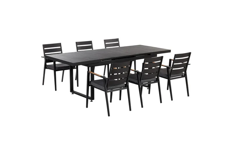 Matsalsset Beliani Valcanetto/Taviano Svart/grått/ljust trä, 6-Sits Black||Grey||Light wood