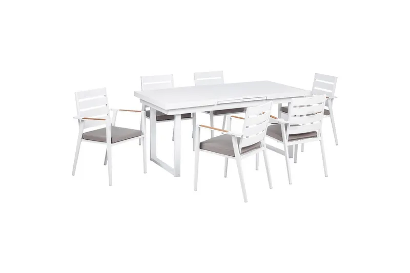 Matsalsset Beliani Valcanetto/Taviano Svart/grått/ljust trä, 6-Sits White||Grey||Light wood