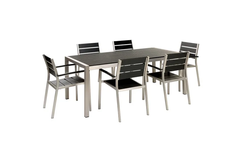 Matsalsset Beliani Vernio Ljus trä/svart Black||Silver