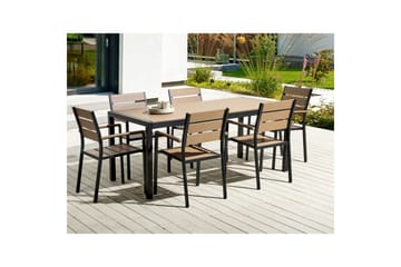 Matsalsset Beliani Vernio Ljus trä/svart Light wood||Black - Hagemøbler & utemiljø - Hagegruppe - Spisegrupper hage