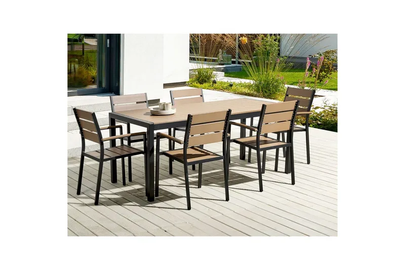 Matsalsset Beliani Vernio Ljus trä/svart Light wood||Black - Hagemøbler & utemiljø - Hagegruppe - Spisegrupper hage