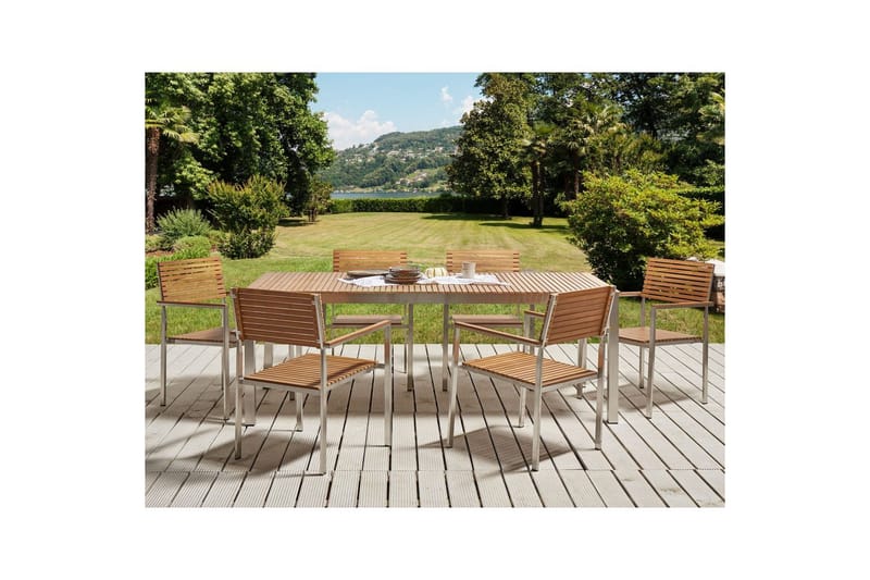 Matsalsset Beliani Viareggio Light wood - Hagemøbler & utemiljø - Hagegruppe - Spisegrupper hage