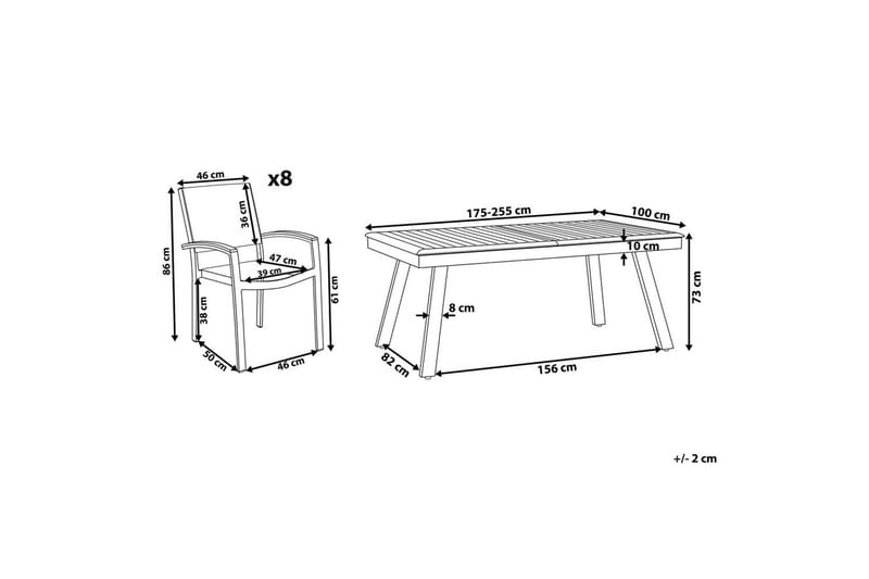 Matsalsset Beliani Pereta Light grey - Hagemøbler & utemiljø - Hagegruppe - Spisegrupper hage