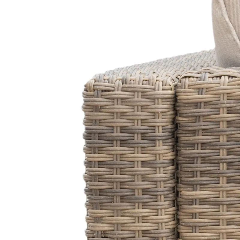 Mendoza l-formet 4-seters sofagruppe i kunstrotting for altan og terrasse - Brun / beige puter - Hagemøbler & utemiljø - Hagegruppe - Sofagruppe utendørs