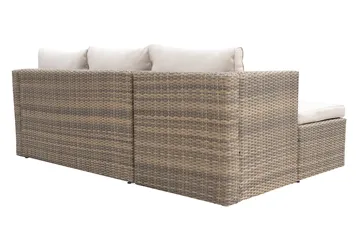 Mendoza l-formet 4-seters sofagruppe i kunstrotting for altan og terrasse - Brun / beige puter - Hagemøbler & utemiljø - Hagegruppe - Sofagruppe utendørs