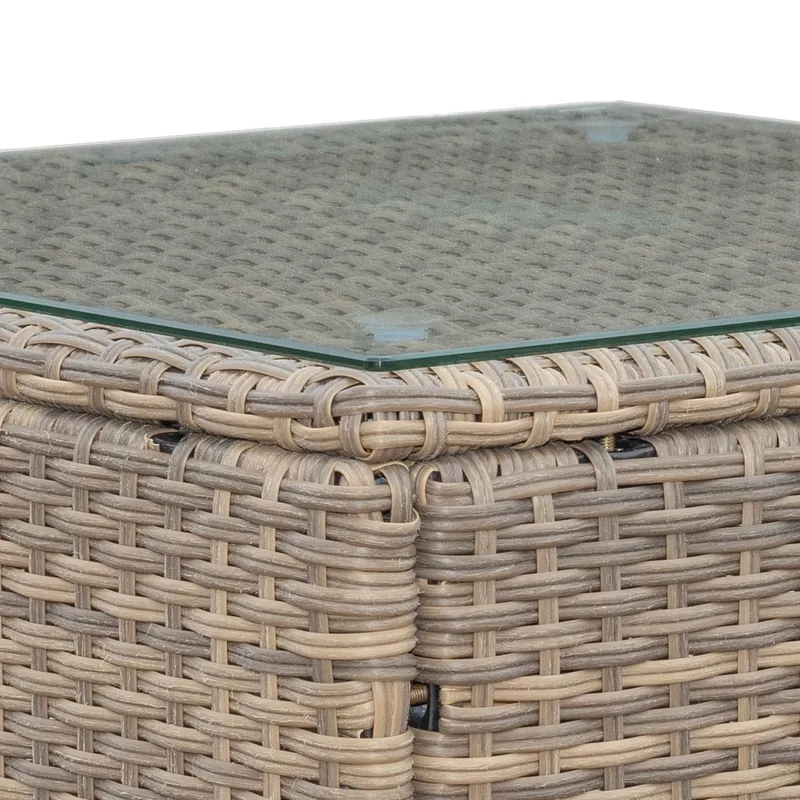 Mendoza l-formet 4-seters sofagruppe i kunstrotting for altan og terrasse - Brun / beige puter - Hagemøbler & utemiljø - Hagegruppe - Sofagruppe utendørs