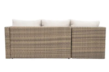 Mendoza l-formet 4-seters sofagruppe i kunstrotting for altan og terrasse - Brun / beige puter - Hagemøbler & utemiljø - Hagegruppe - Sofagruppe utendørs