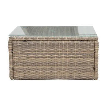 Mendoza l-formet 4-seters sofagruppe i kunstrotting for altan og terrasse - Brun / beige puter - Hagemøbler & utemiljø - Hagegruppe - Sofagruppe utendørs