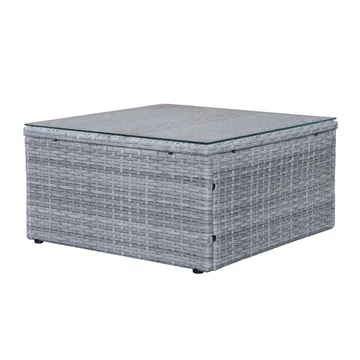 Mendoza l-formet 4-seters sofagruppe i kunstrotting for altan og terrasse - Grå / blå puter - Hagemøbler & utemiljø - Hagegruppe - Sofagruppe utendørs