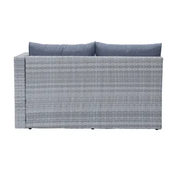 Mendoza l-formet 4-seters sofagruppe i kunstrotting for altan og terrasse - Grå / blå puter - Hagemøbler & utemiljø - Hagegruppe - Sofagruppe utendørs