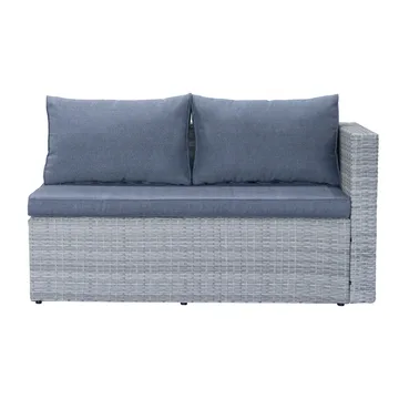 Mendoza l-formet 4-seters sofagruppe i kunstrotting for altan og terrasse - Grå / blå puter - Hagemøbler & utemiljø - Hagegruppe - Sofagruppe utendørs