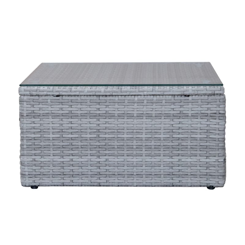 Mendoza l-formet 4-seters sofagruppe i kunstrotting for altan og terrasse - Grå / blå puter - Hagemøbler & utemiljø - Hagegruppe - Sofagruppe utendørs