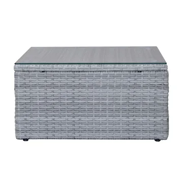 Mendoza l-formet 4-seters sofagruppe i kunstrotting for altan og terrasse - Grå / blå puter - Hagemøbler & utemiljø - Hagegruppe - Sofagruppe utendørs