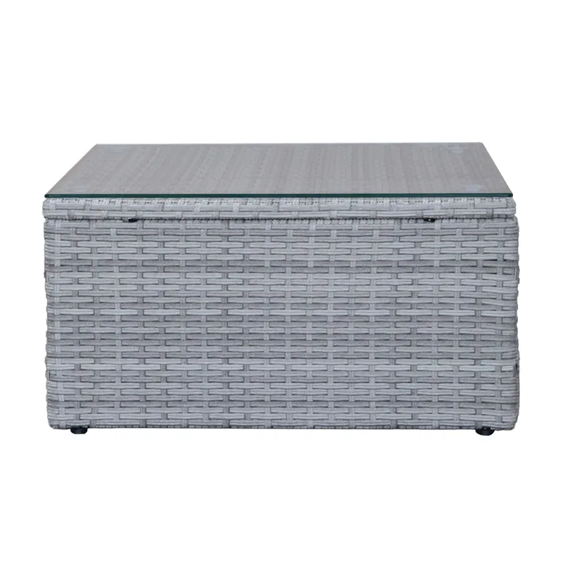 Mendoza l-formet 4-seters sofagruppe i kunstrotting for altan og terrasse - Grå / blå puter - Hagemøbler & utemiljø - Hagegruppe - Sofagruppe utendørs