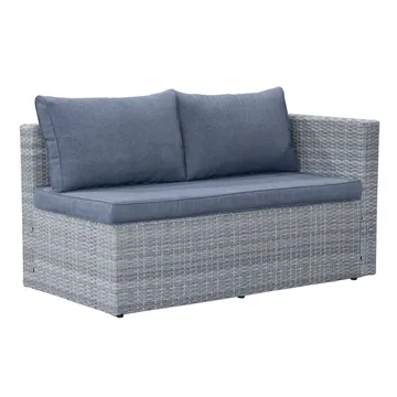 Mendoza l-formet 4-seters sofagruppe i kunstrotting for altan og terrasse - Grå / blå puter - Hagemøbler & utemiljø - Hagegruppe - Sofagruppe utendørs