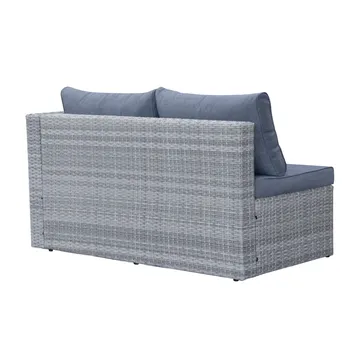 Mendoza l-formet 4-seters sofagruppe i kunstrotting for altan og terrasse - Grå / blå puter - Hagemøbler & utemiljø - Hagegruppe - Sofagruppe utendørs