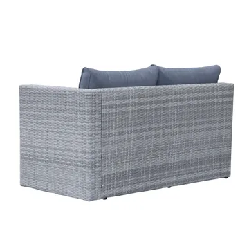 Mendoza l-formet 4-seters sofagruppe i kunstrotting for altan og terrasse - Grå / blå puter - Hagemøbler & utemiljø - Hagegruppe - Sofagruppe utendørs