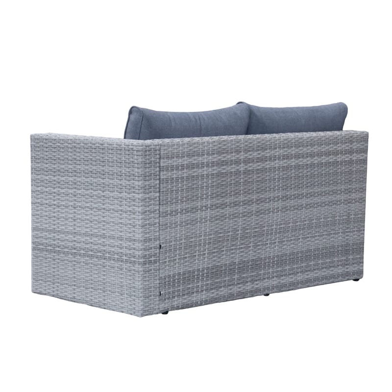 Mendoza l-formet 4-seters sofagruppe i kunstrotting for altan og terrasse - Grå / blå puter - Hagemøbler & utemiljø - Hagegruppe - Sofagruppe utendørs