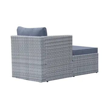 Mendoza l-formet 4-seters sofagruppe i kunstrotting for altan og terrasse - Grå / blå puter - Hagemøbler & utemiljø - Hagegruppe - Sofagruppe utendørs