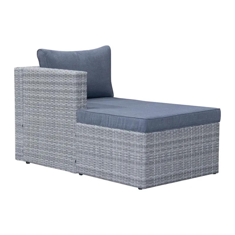 Mendoza l-formet 4-seters sofagruppe i kunstrotting for altan og terrasse - Grå / blå puter - Hagemøbler & utemiljø - Hagegruppe - Sofagruppe utendørs