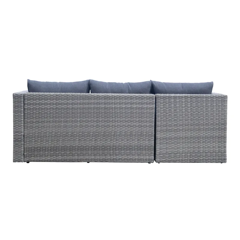 Mendoza l-formet 4-seters sofagruppe i kunstrotting for altan og terrasse - Grå / blå puter - Hagemøbler & utemiljø - Hagegruppe - Sofagruppe utendørs