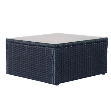 Mendoza l-formet 4-seters sofagruppe i kunstrotting for altan og terrasse - Svart / hvite puter - Hagemøbler & utemiljø - Hagegruppe - Sofagruppe utendørs