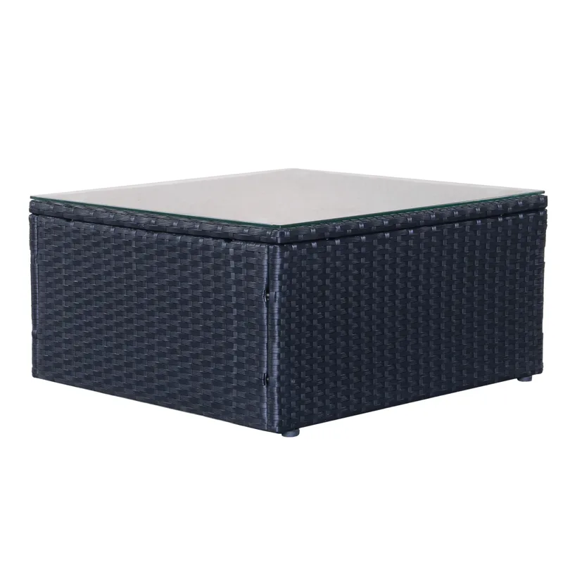 Mendoza l-formet 4-seters sofagruppe i kunstrotting for altan og terrasse - Svart / hvite puter - Hagemøbler & utemiljø - Hagegruppe - Sofagruppe utendørs