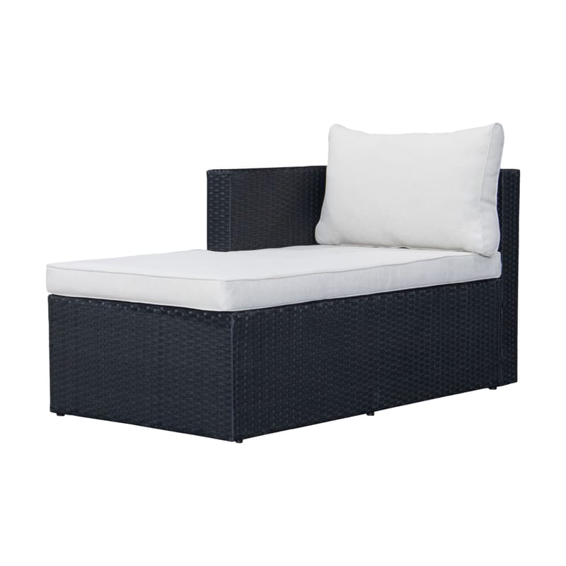 Mendoza l-formet 4-seters sofagruppe i kunstrotting for altan og terrasse - Svart / hvite puter - Hagemøbler & utemiljø - Hagegruppe - Sofagruppe utendørs