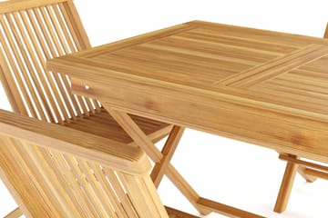 Menorca Liten Spisegruppe Utendørs – Rektangulært spisebord i tre med 4 spisestoler - Teak / Natur - Hagemøbler & utemiljø - Hagegruppe - Spisegrupper hage