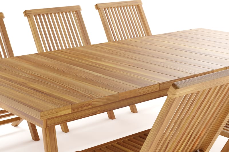 Menorca Stor Spisegruppe Utendørs – Rektangulært bord i tre med 6 spisestoler - Teak / Natur - Hagemøbler & utemiljø - Hagegruppe - Spisegrupper hage
