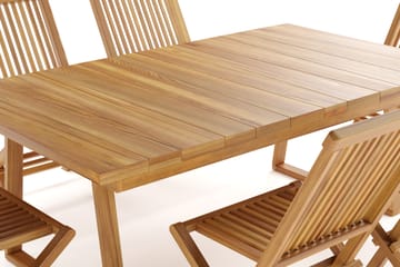 Menorca Stor Spisegruppe Utendørs – Rektangulært bord i tre med 6 spisestoler - Teak / Natur - Hagemøbler & utemiljø - Hagegruppe - Spisegrupper hage