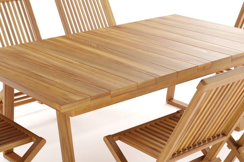 Menorca Stor Spisegruppe Utendørs – Rektangulært bord i tre med 6 spisestoler - Teak / Natur - Hagemøbler & utemiljø - Hagegruppe - Spisegrupper hage