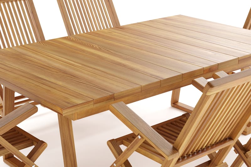 Menorca Stor Spisegruppe Utendørs – Rektangulært spisebord i tre med 6 armstoler - Teak / Natur - Hagemøbler & utemiljø - Hagegruppe - Spisegrupper hage
