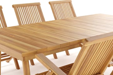 Menorca Stor Spisegruppe Utendørs – Rektangulært utebord med 6 armstoler i tre - Teak / Natur - Hagemøbler & utemiljø - Hagegruppe - Spisegrupper hage