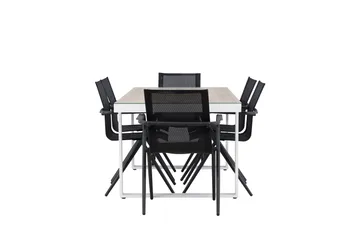 Merlo Spisegruppe cm Rektangulær med 6 Alina Stoler - Hvit - Hagemøbler & utemiljø - Hagegruppe - Spisegrupper hage