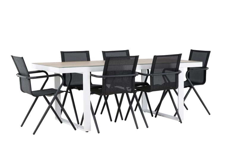 Merlo Spisegruppe cm Rektangulær med 6 Alina Stoler - Hvit - Hagemøbler & utemiljø - Hagegruppe - Spisegrupper hage